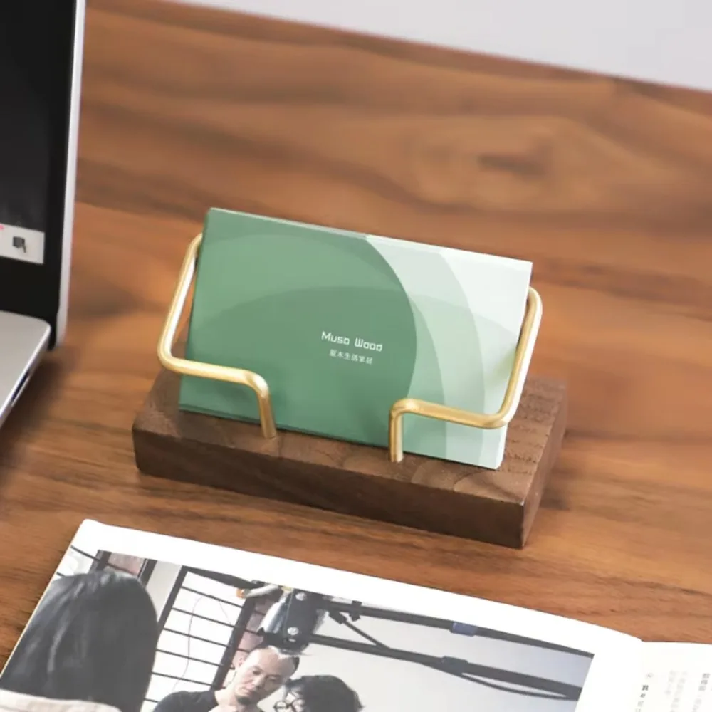 Professional Wooden Business Card Holder, Desk Card Holder, Convenient and Durable Metal Business Card Holder