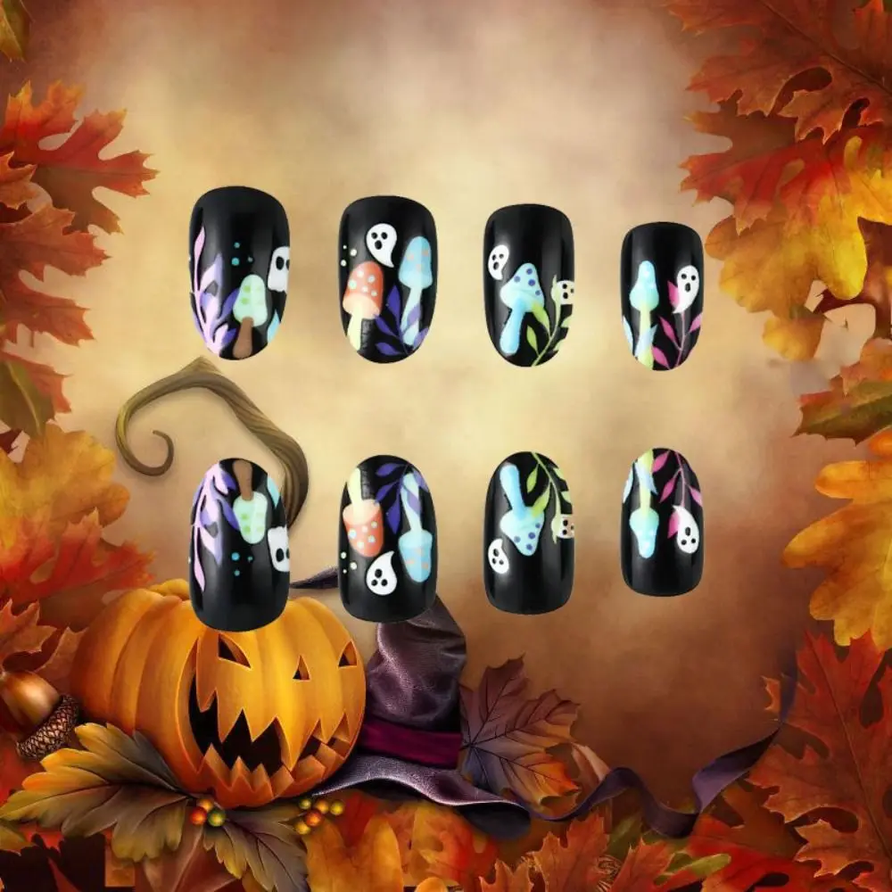 Visual Impact Halloween Fake Nails Festive Atmosphere Detachable Pumpkin Ghost False Nails DIY Various Styles Handmade Wear Nail