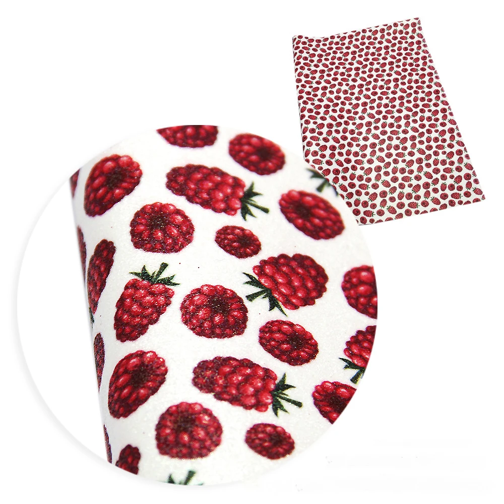 5Pcs 20*33cm Fruit Print Faux Leather Sheet Synthetic Leatherette Fabric For DIY Hademade Material Crafts Accessories