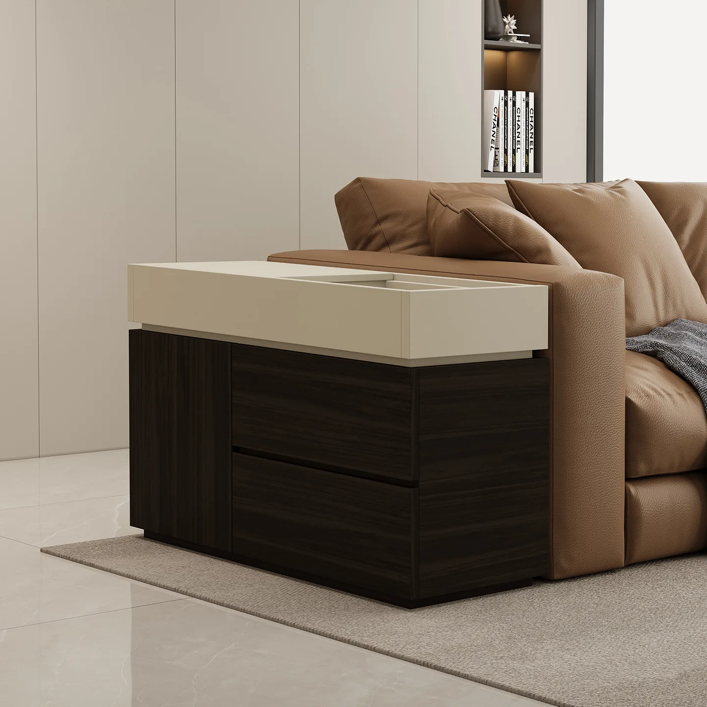 Sofa side cabinet Living room removable small apartment solid wood side cabinet storage corner cabinet narrow side