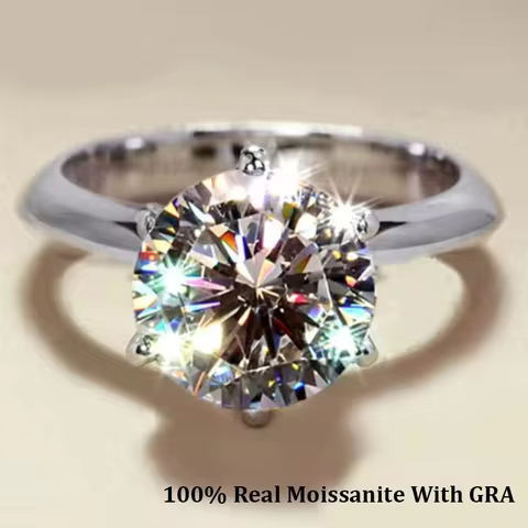GRA Certified 1-5ct Moissanite Ring D Color Lab Diamond Real S925 Sterling Silver Six Prong Wedding Ring Fine Jewelry for Women