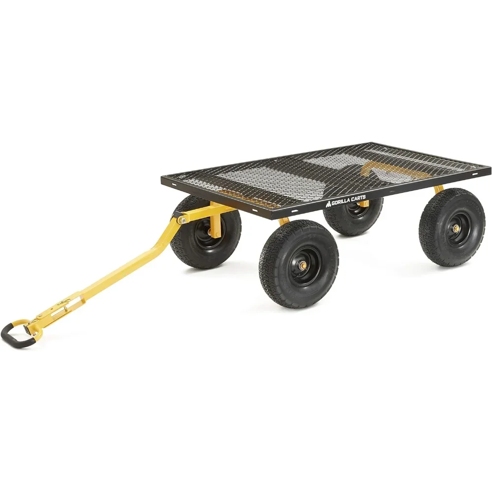 Gorilla Carts GOR1400-COM Steel Utility Cart, Heavy-Duty Convertible 2-in-1 Handle and Removable Sides,12 cu ft,1400 lb Capacity