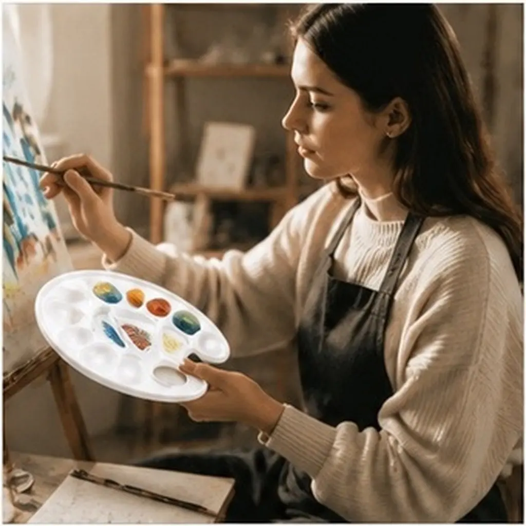 8Pcs Lightweight Plastic Painting Tray Pigment Mixing Board for Artists Students Children Arts Crafts Watercolor Acrylic Color