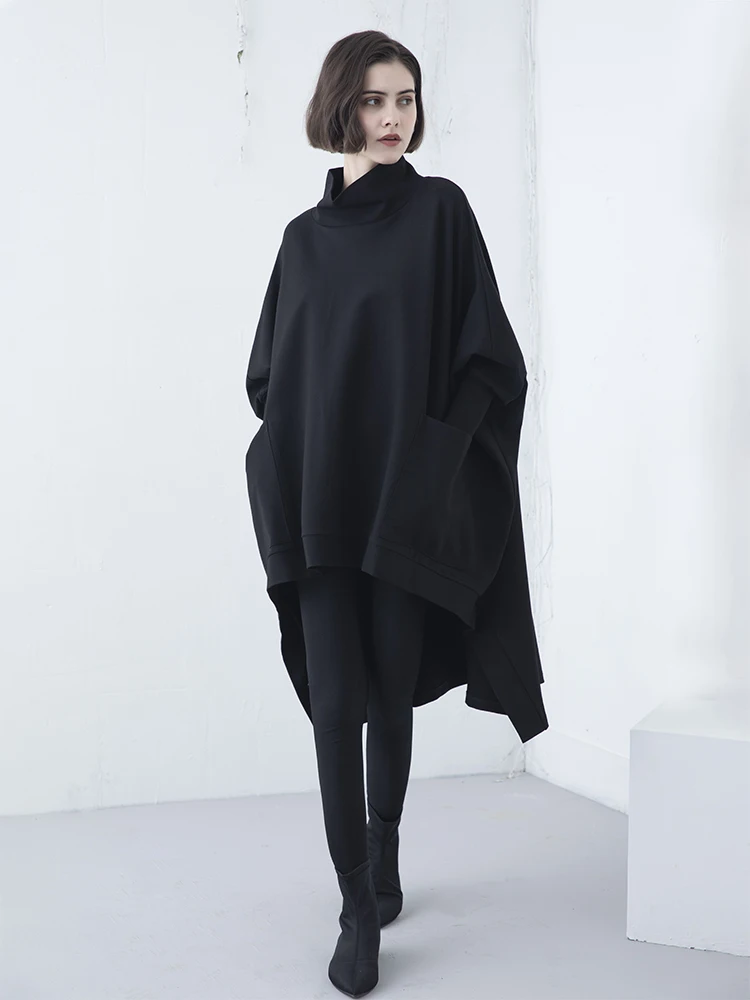 

Casual High Collar Long Sve Hoodie Women's Slim Fit Asymmetrical Top Comfortable Loose Sle Korean Faion Spring Wear