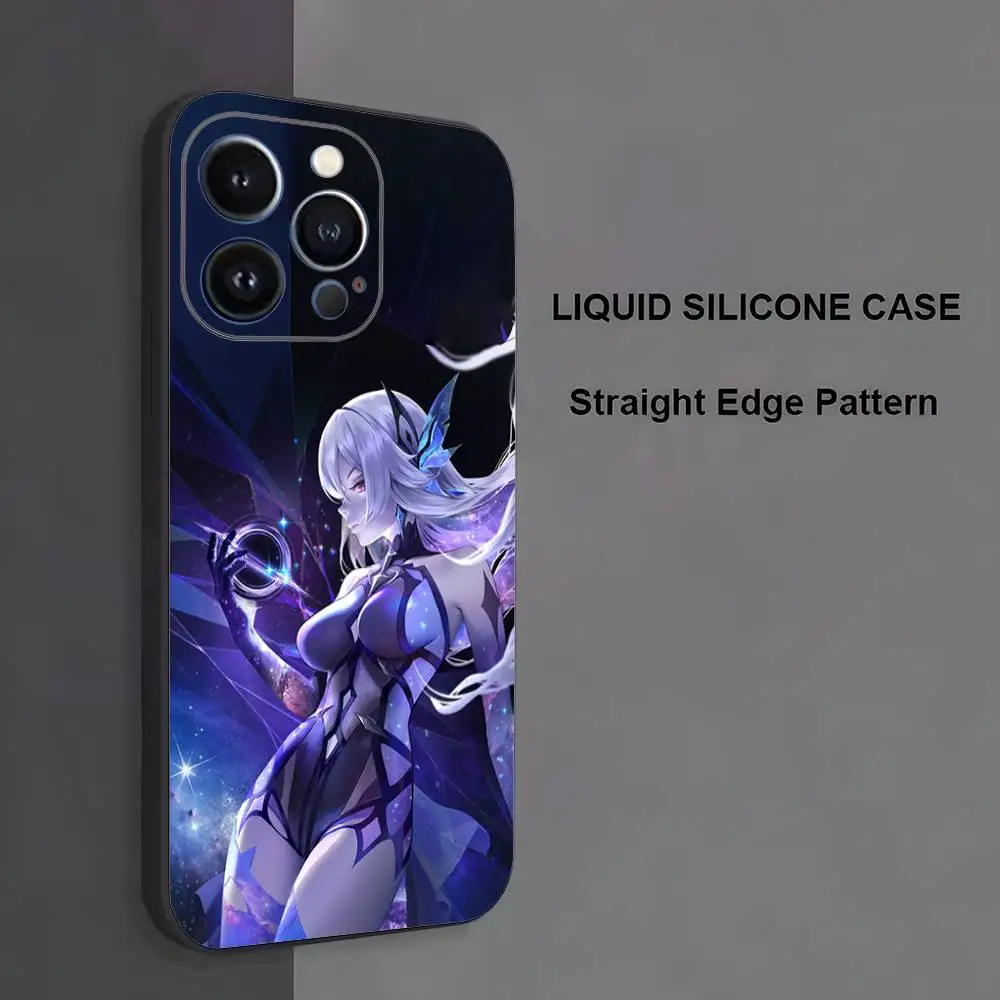 Skirk Genshin Impact Phone Case لهاتف iPhone 17,16,15,14,13,12,11، Pro Max، XS، X، XR، SE، Mini، 8، 7، غطاء أسود من السيليكون الناعم