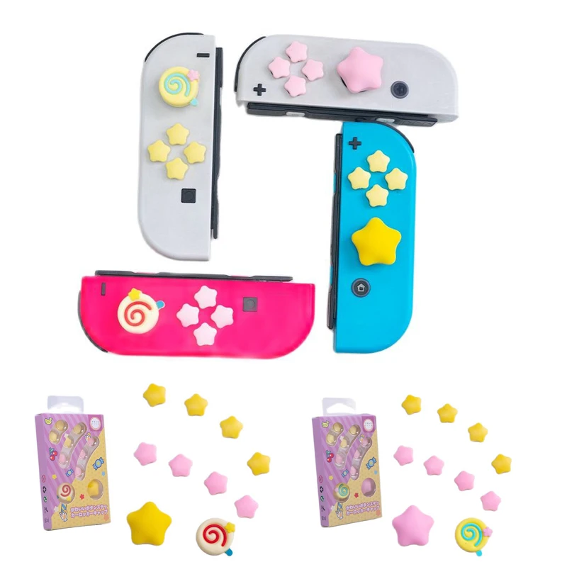 Star ABXY Naklejka na klucze DIY Przycisk Joystick Thumb Stick Grip Cap Cover Dla Nintendo Switch Oled NS Joy-con Controller Skin Case