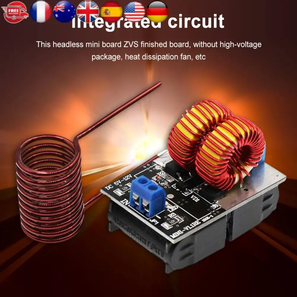 120W Mini ZVS Induction Heating Board DC 5-12.0V Input Voltage Heating Driver High Frequency Large Power