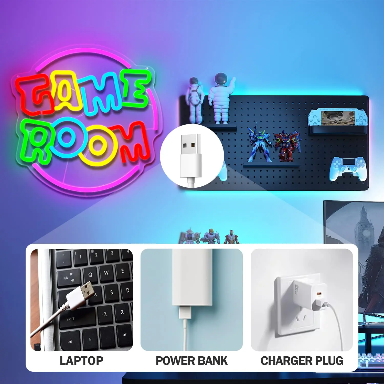 Lampu Neon Led ruang Game lampu Neon untuk dinding kamar tidur dekorasi ruangan permainan dekorasi anak laki-laki remaja hadiah dekorasi pesta