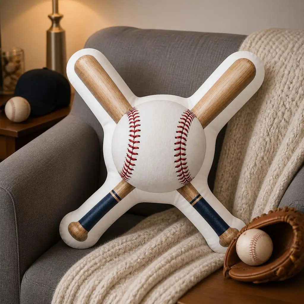 Crossed Baseball Player Bats Players Gift Plush Pillow Cushion Funny Stuffed Throw Pillow Home Decor Gift Sofa Bed