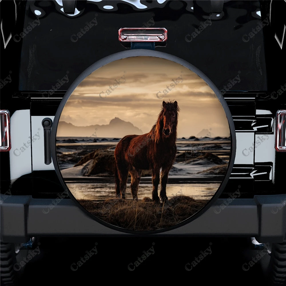 

Flowers Nature Horse Print Spare Tire Cover Waterproof Tire Wheel Protector for Car Truck SUV Camper Trailer Rv 14"-17"