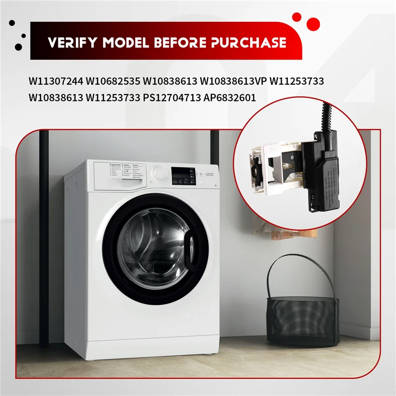 TKOH-W11307244 W10682535 Переключатель блокировки крышки стиральной машины с аксессуарами для Whirlpool, защелка дверцы крышки стиральной машины в сборе