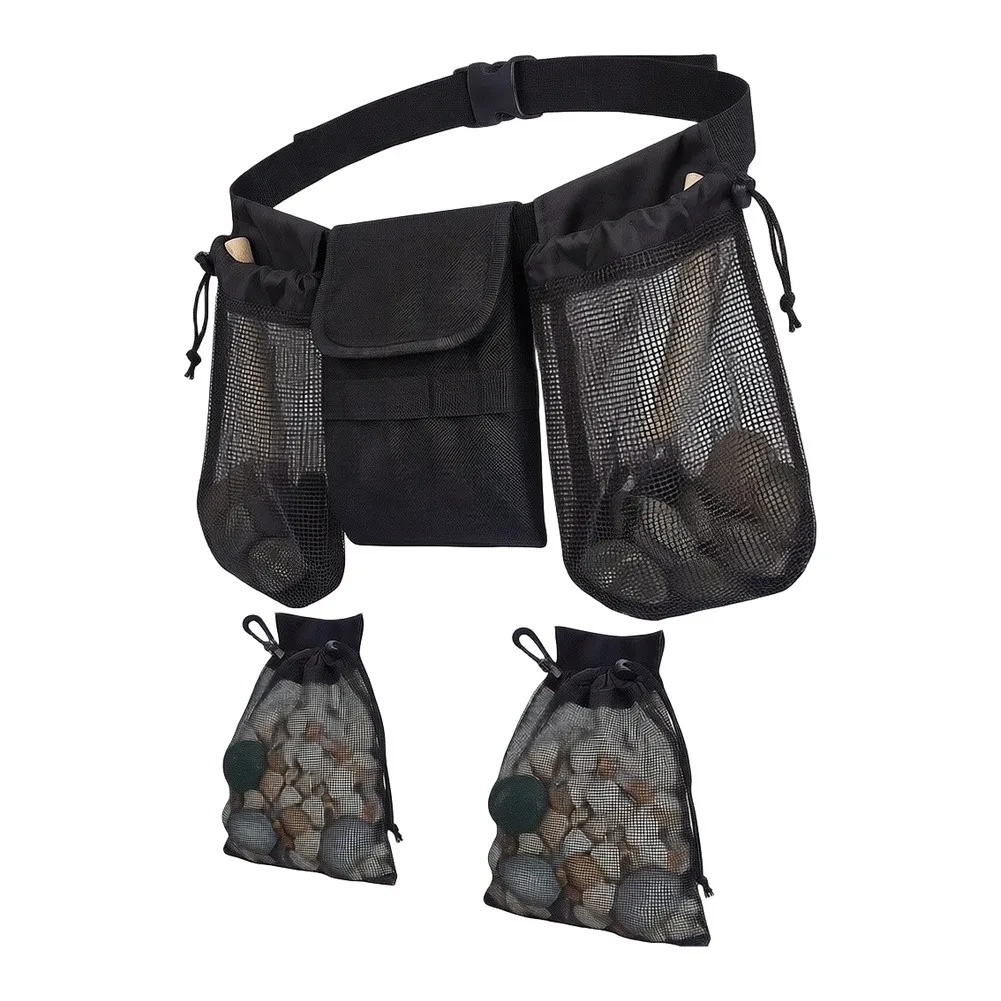  Mushroom Hunting Bag Mineral-collecting Waist Pack Adjustable With 2 Mesh Pouch For Mushroom Outdoors Mushroom Hunting Pouch