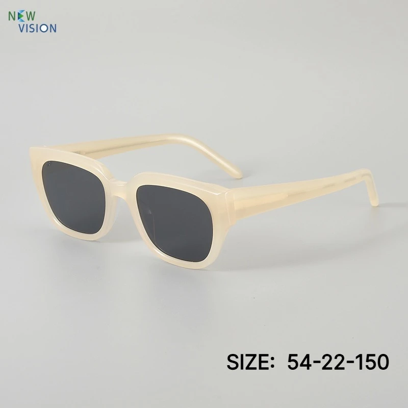 Luxury Women Sunglasses High-end Square Acetate Transparent Yellow Frame Gray Lens Outdoor Men Driving Fishing Trip Sun Glasses