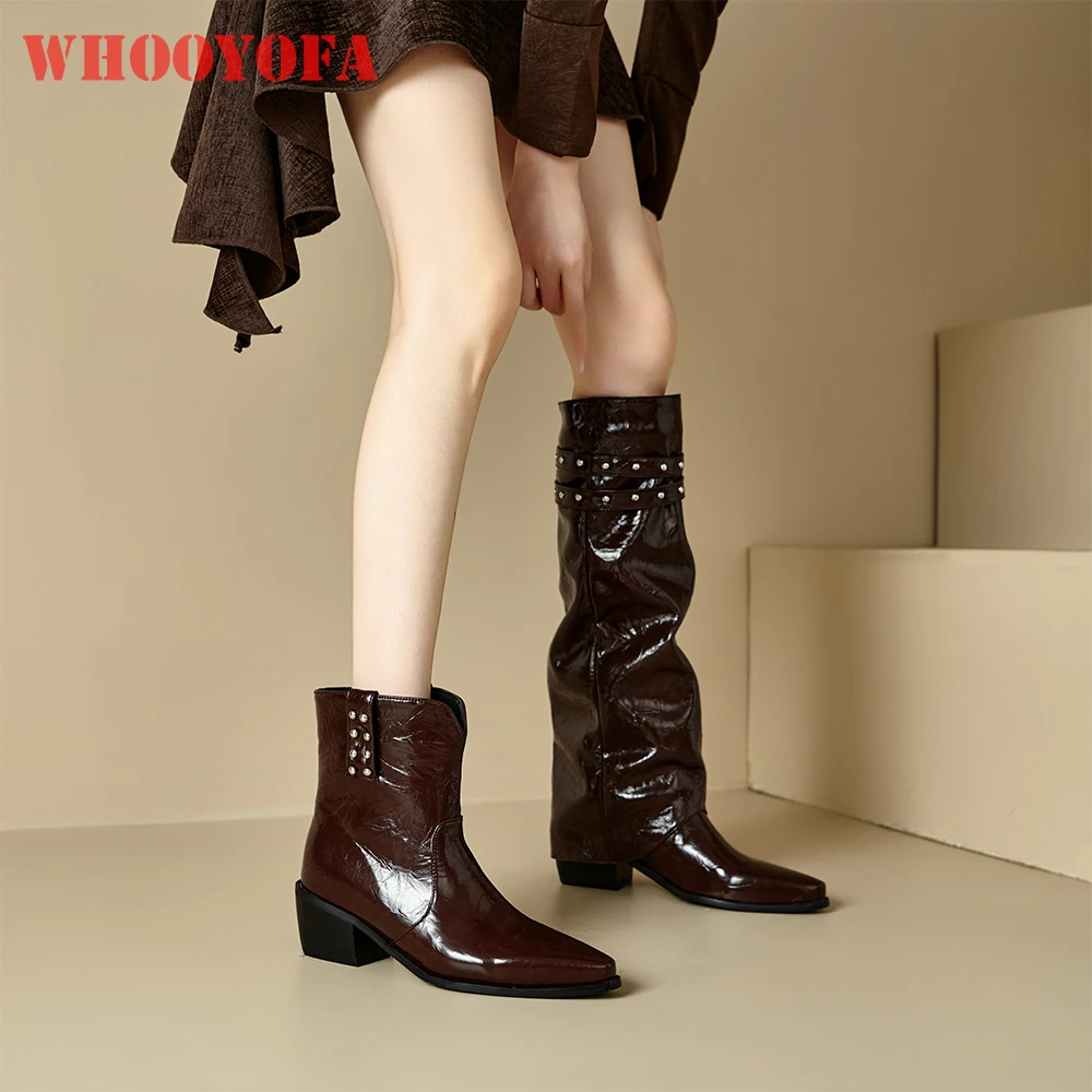 

2025 New Winter Elegant Black Brown Women Knee High Boots 5CM High Block Heel Lady Shoes Plus Small Big Size 11 32 43 45 48