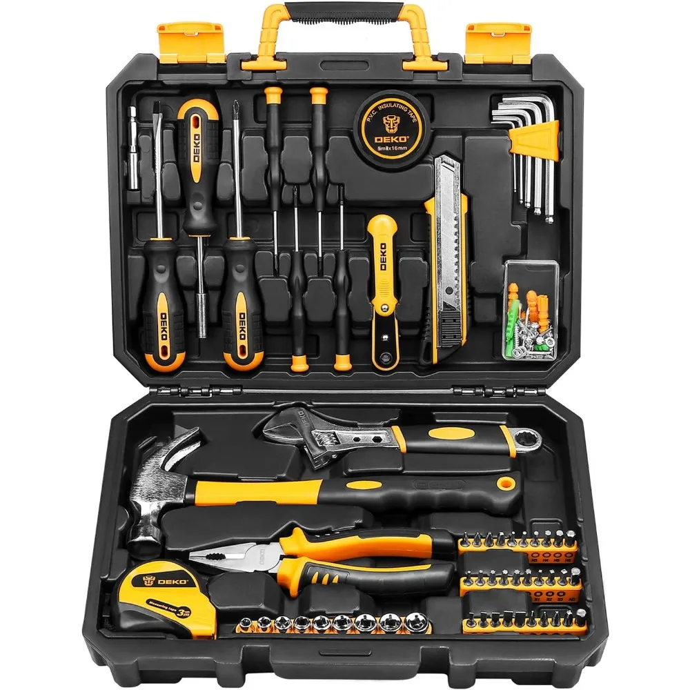 

100 Piece Home Repair Tool Set,General Household Hand Tool Kit with Plastic Tool Box Storage