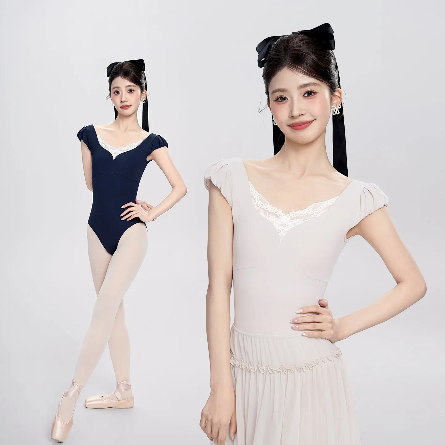 Woman Ballet Leotards V Neck Short Sleeves Dance Leotards Mesh Splice Ballet Bodysuit Adult High Stretchy Gymnastics Leotard