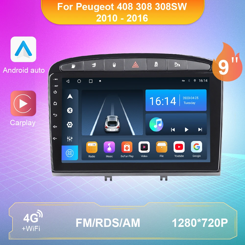 

Car Radio GPS RDS DSP Multimedia Player For Peugeot 408 For Peugeot 308 308SW 2010-2016 2Din Stereo Android Auto Carplay NO DVD