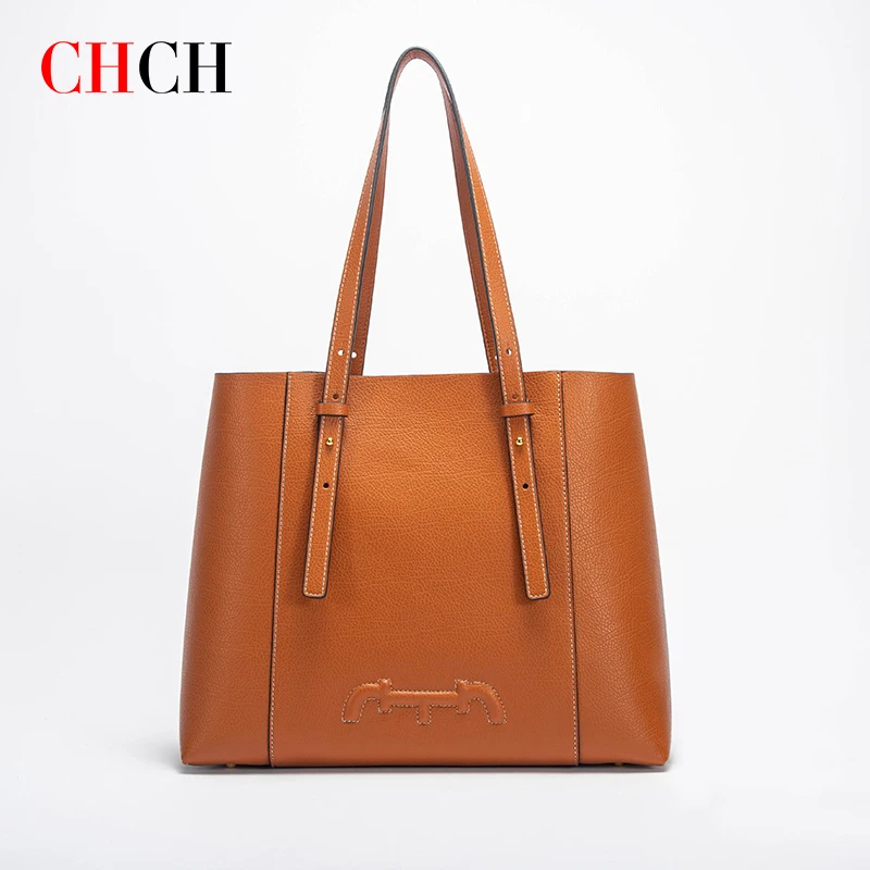 CHCH Fashion Simple Retro Women's New Shoulder Bag Solid PU Material Large Capacity Multifunctional Handbag