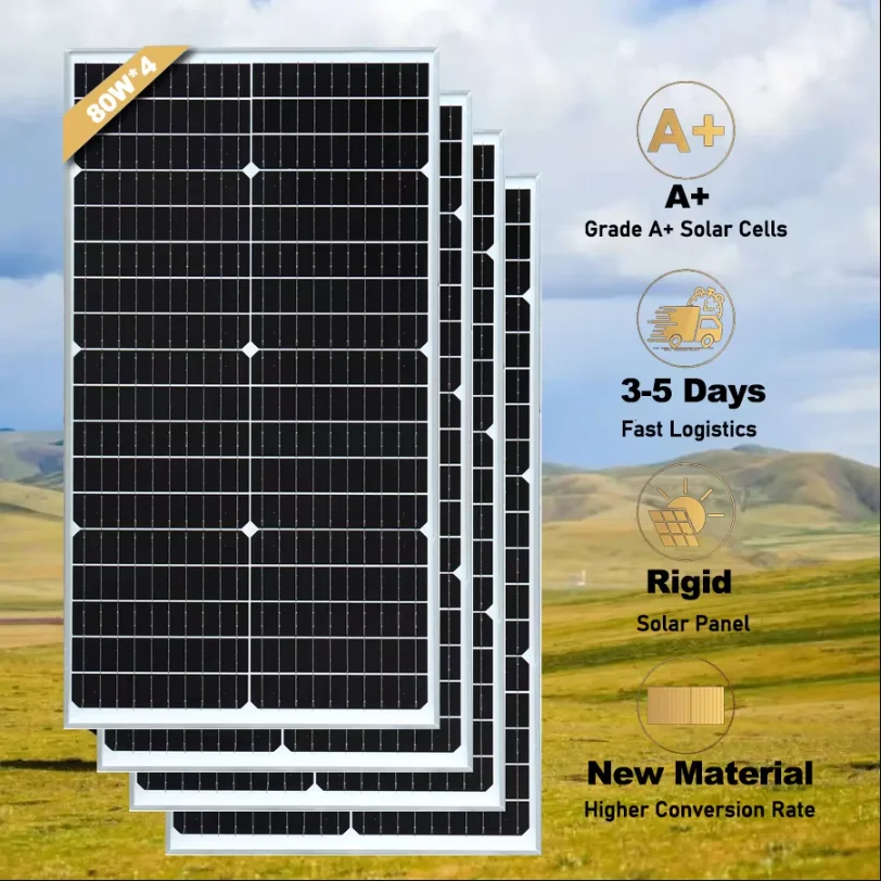 Image of 80W 160W 240W 320W Flexibles Solarpanel 12V Glas-Solarplatte Photovoltaikpanel, für Haus, Garten, Wohnmobil und Campingausrüstung, EU-Lager