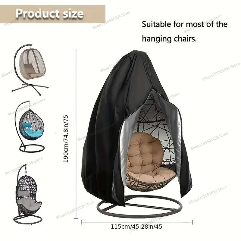 For Outdoor Swing Protective Cover Hanging Chair, Eggshell Dust Cover with Zipper Hammock, Dust Cover Garden  2PCS