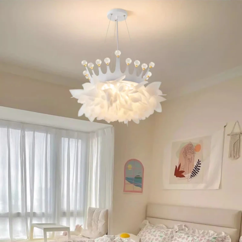 

Romantic Flower Chandeliers Crystal Crown Children's Bedroom Lamps Minimalist Modern Bedroom Living Room Dining Table Chandelier