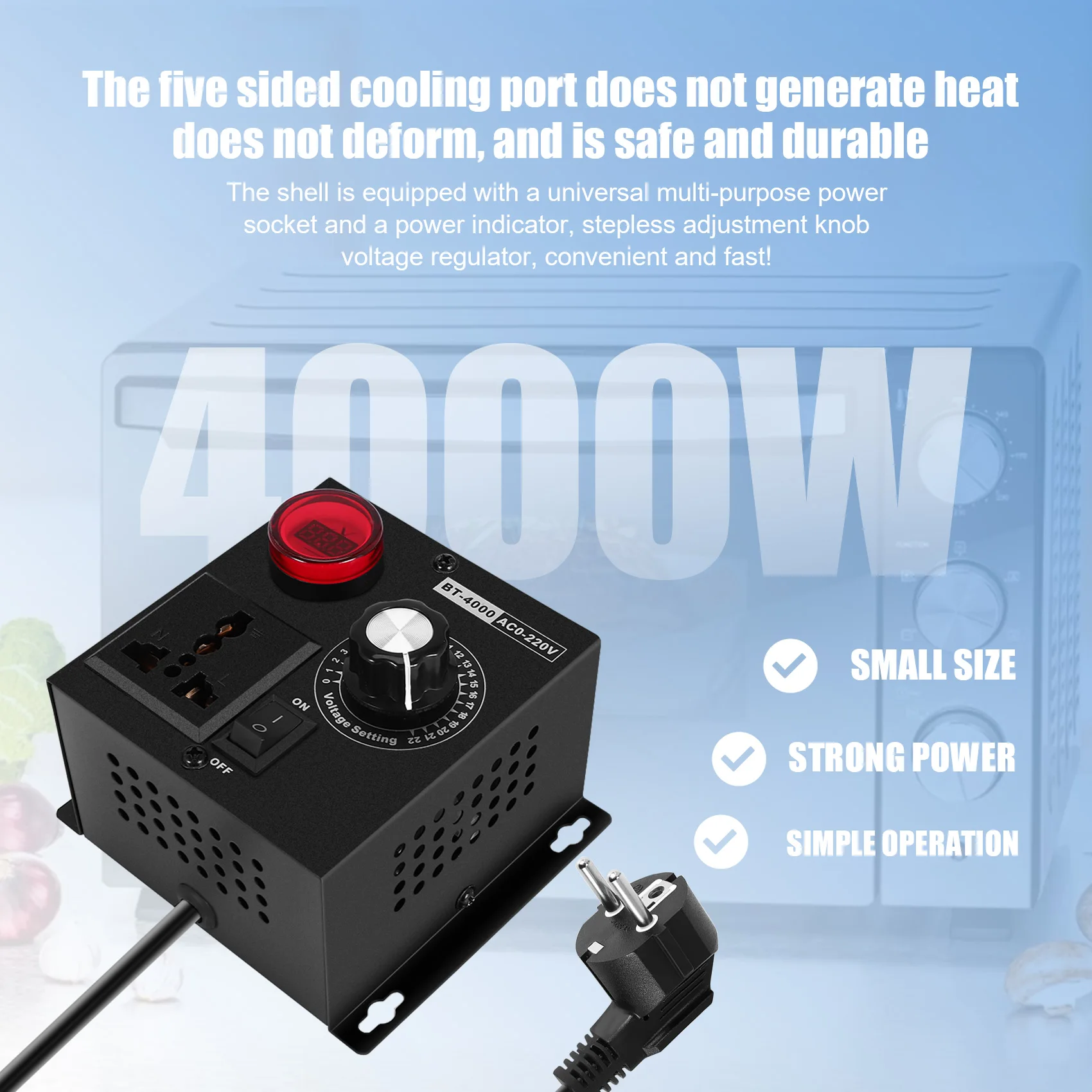 CHYY Top Ac220v 4000W Scr Electronic Voltage Regulator Temperature Motor Fan Speed Controller Dimmer Electric Tool Adjustable,Eu