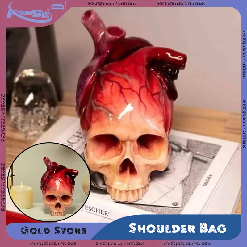 Herz Schädel Horror Dress Up Home Hof Dekoration Geschenk Schreibtisch Top Ornament Herz Form Statue Hause Dekoration Zubehör
