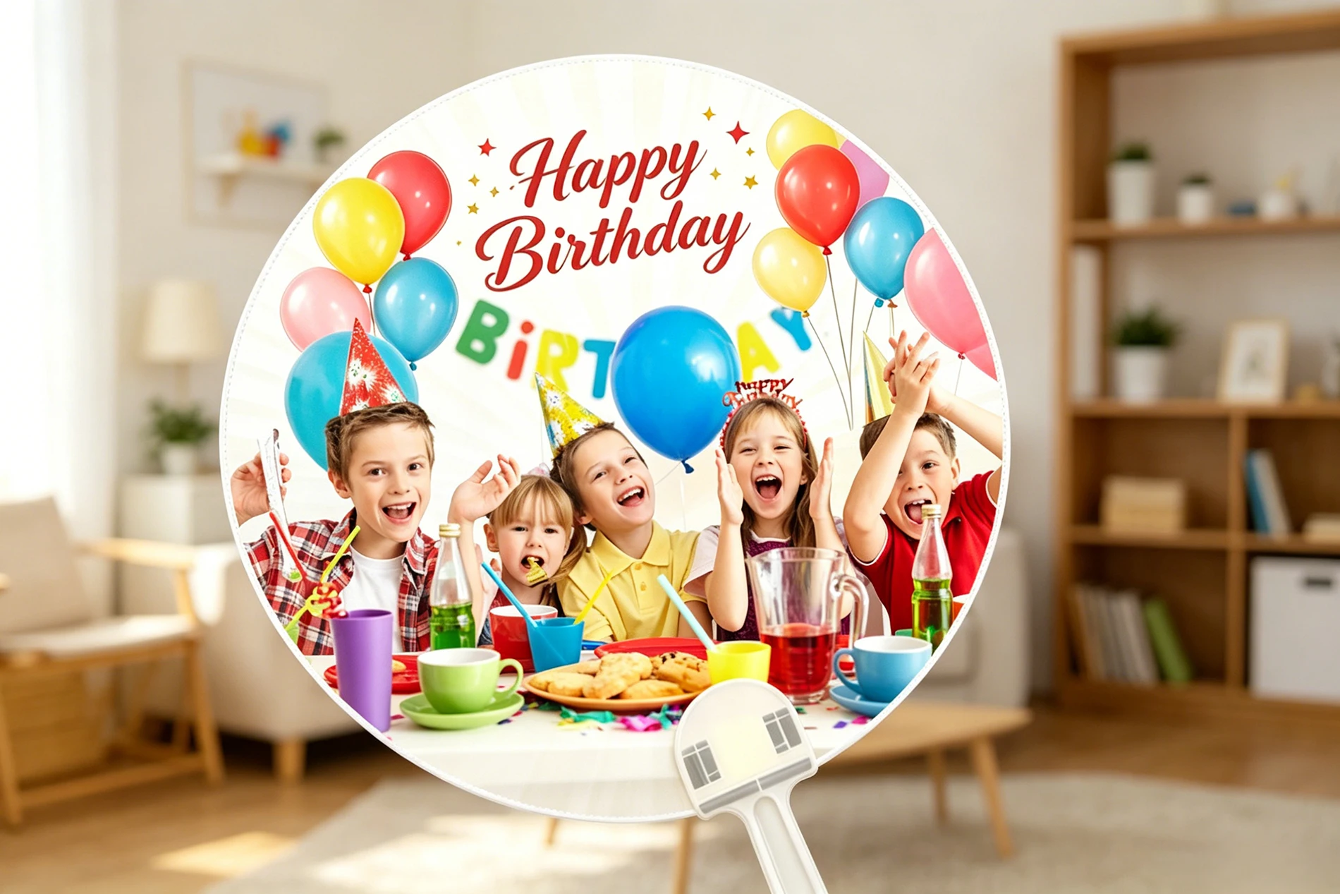 20/30/50/70/100pcsBirthday photo handheld paper fan, custom-printed birthday party paper fan, birthday invitation paper fan