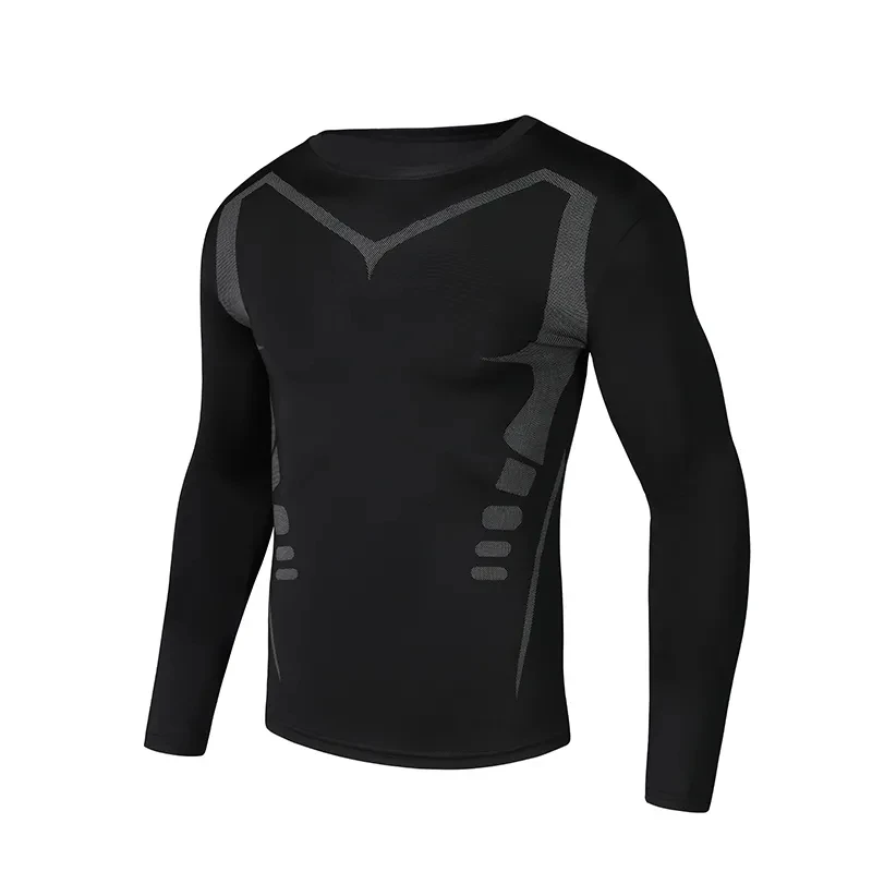 T-shirt da corsa a compressione da uomo Fitness Tight Manica lunga Camicie sportive Allenamento da jogging Top Abbigliamento sportivo da palestra