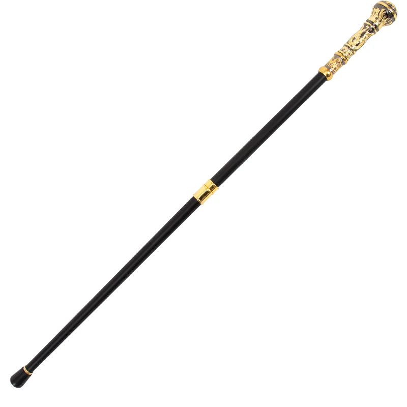 5cm Luxury Gold & Black Carved Cane, Vintage Style Decorative Walking Stick for Men, Elegant Gentleman's Accessory