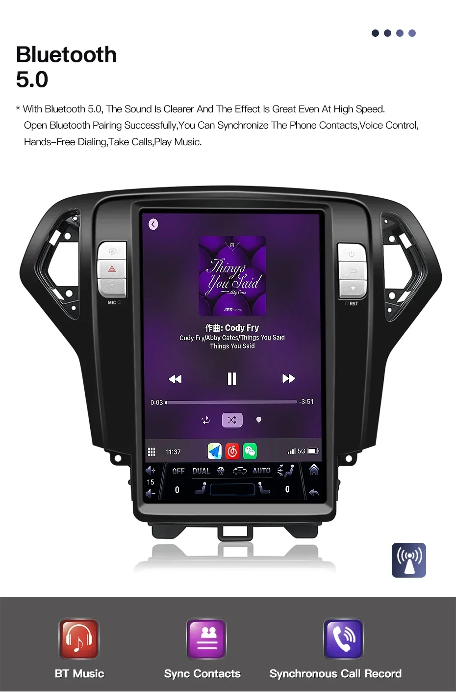 12.8'' Android14 Car Radio For Ford Mondeo mk4 Galaxy A C 2006-2010 Multimedia Video Player Navigation GPS Stereo DSP Carplay