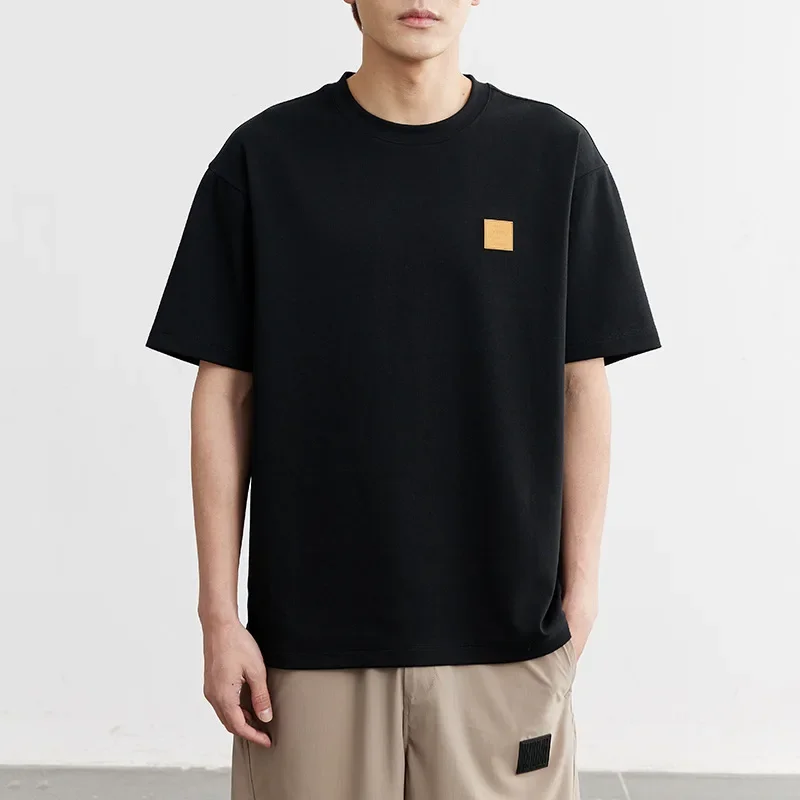Solid Color Round Neck Mens Short Sleeved T-shirt Summer Loose Casual Half Sleeved T-shirt