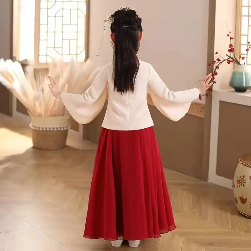 3-10-12T Kimono Chinês Tradicional Vintage Étnica Antiga Dança Traje Japonês e Coreano Crianças Vestido de Natal das Meninas