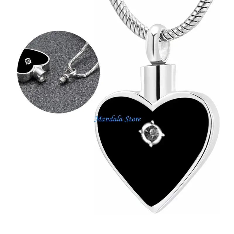 

U2JC Memorial Necklace Ashes Container Locket Cremation Neck Jewelry for Ashes/Hair Elegant Locket Necklace for Women Men