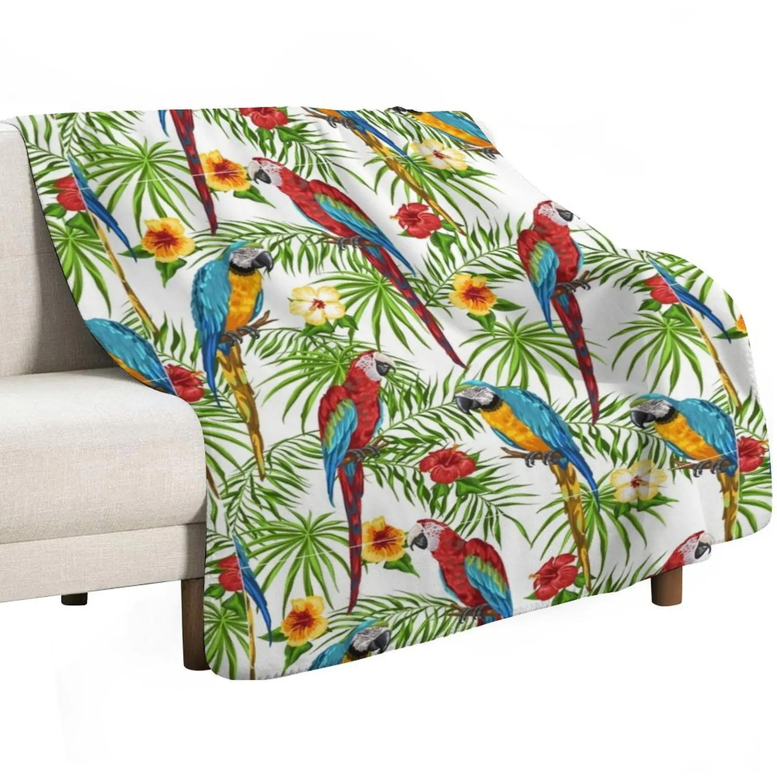 Tropical parrots Throw Blanket Thins For Decorative Sofa Kid'S Hair Extra Large Throw warm winter Blankets
