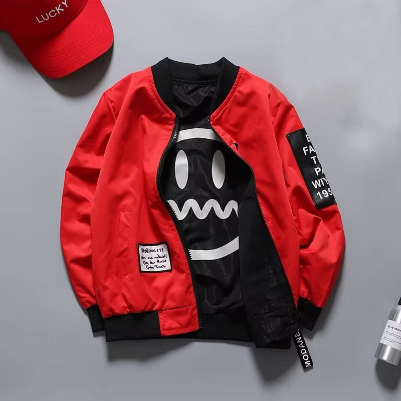 Jungen Doppelseitige Bomberjacke Frühling Herbst 2026 Kinder Stylische Reißverschluss-Jacke Modische Kinderkleidung für 4-14 Jahre