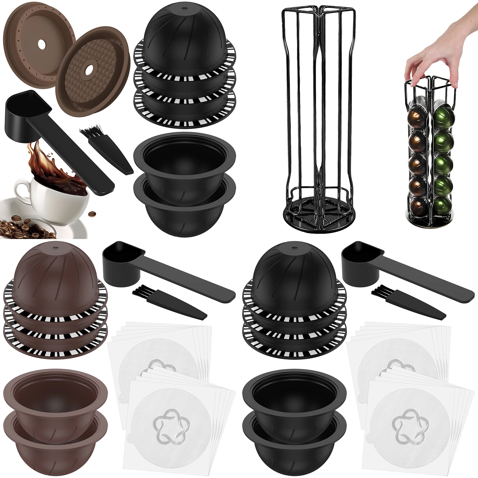 

Железная стойка для кофейных капсул, вращающаяся на 360° основание, 20 капсул для кофе, емкость, столешница, органайзер для капсул для кофе для квартиры, чайной комнаты, кафе