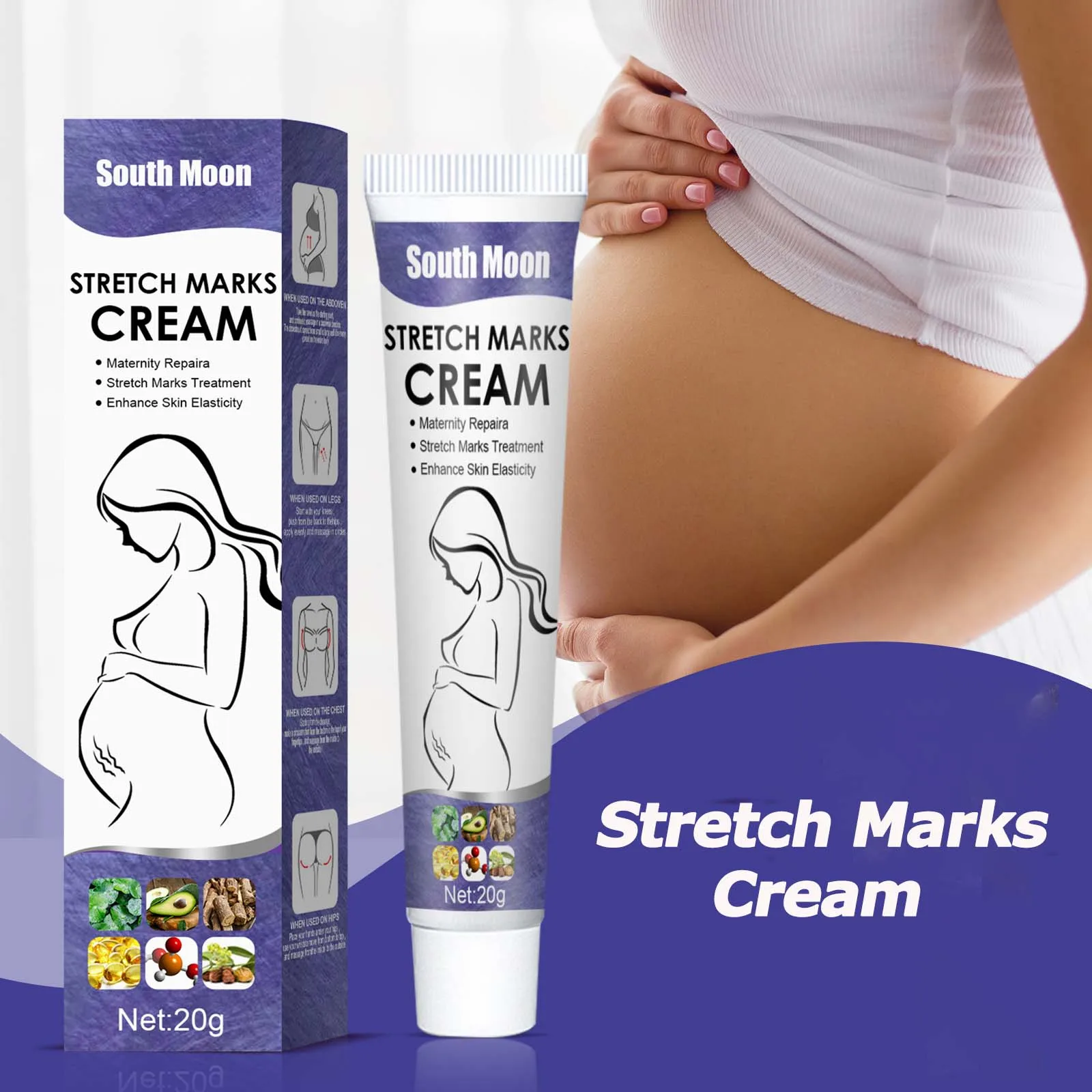 Remove Pregnancy Stretch Marks Cream Improves Elasticity Fade Growth Lines Smoothing Nourishing Moisturizing Firming Skin Care