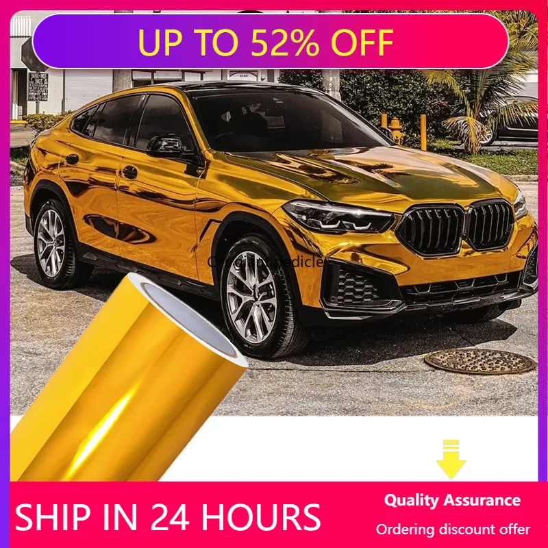 Highest quality Gold Chrome Vinyl Film Auto Plastic  Auto Plastic Wrap Quality Assurance Air passage pattern Stickers vinyl wrap