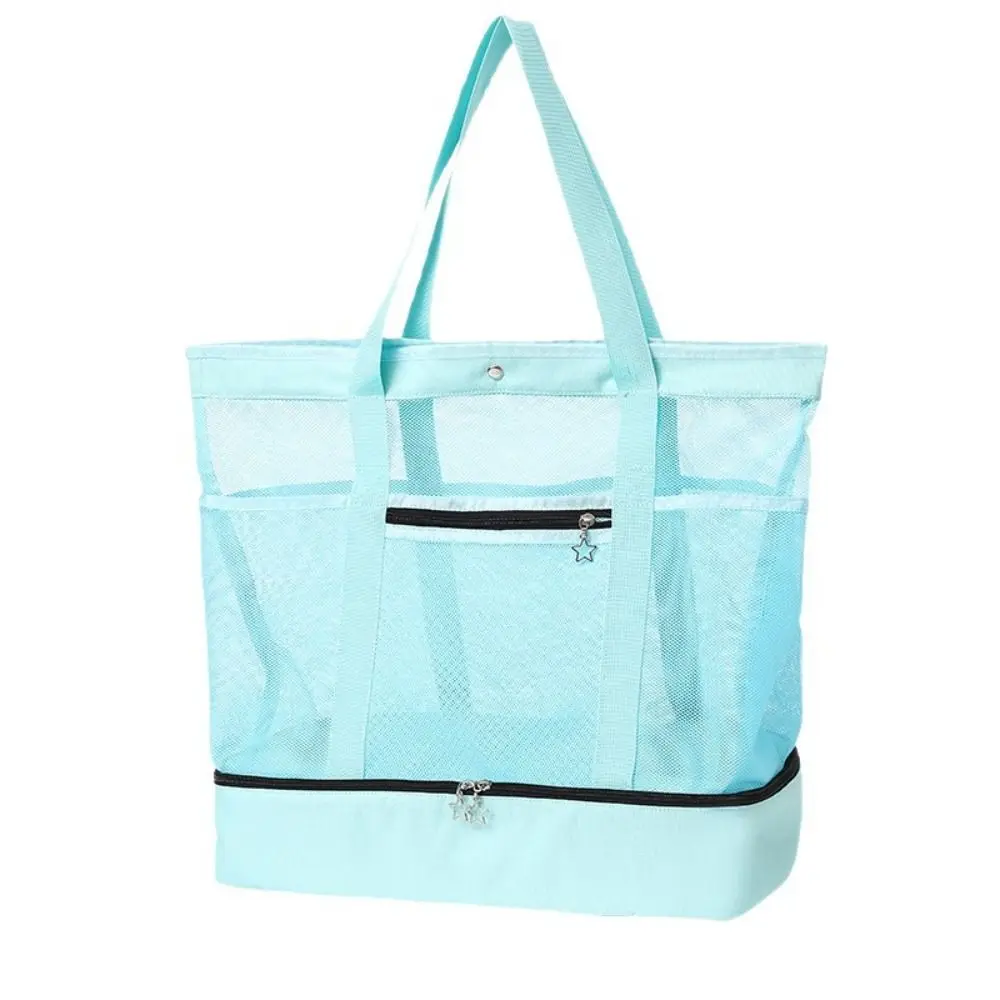 Heat Preservation Picnic Beach Bag Transparent Mesh Double-layer Storage Double-layer Swim Storage Lightweight Foldable