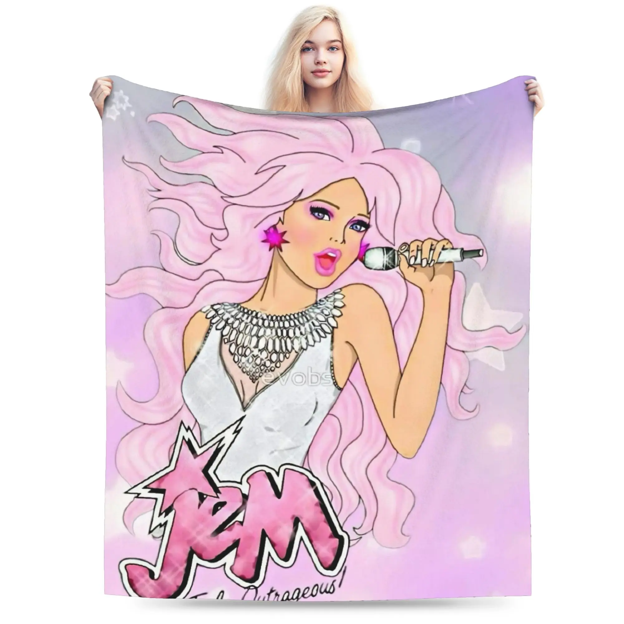 Jem And The Holograms Throw Blanket for Couch  Fuzzy Soft Plush Blanket 50x60 Inches Multi-size Bedspreads for All Seasons
