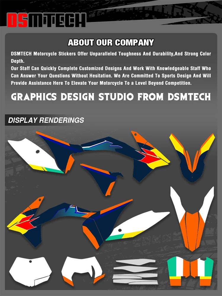 DSMTECH Naklejki Graficzne na Motocykl KTM SX SXF 2011 2012 EXC EXCF XCW 2012 2013, Własne Tło, Zestawy Naklejek 003 — 2