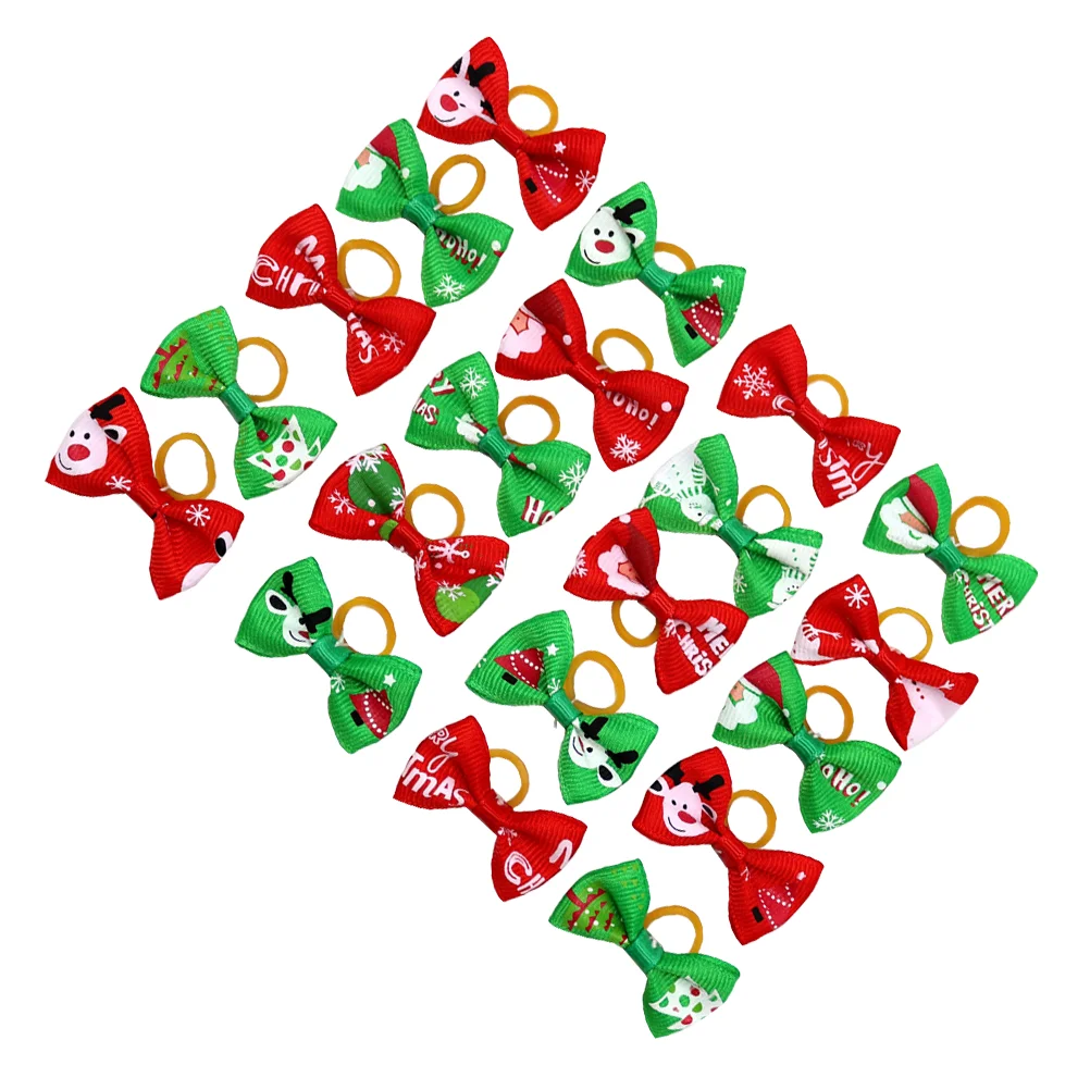 40 Stück Haustier-Haarband mit Schleife, bezauberndes Haarband, Weihnachts-Haargummi, Haar-Accessoire für Katzen und Hunde (gemischter Stil)