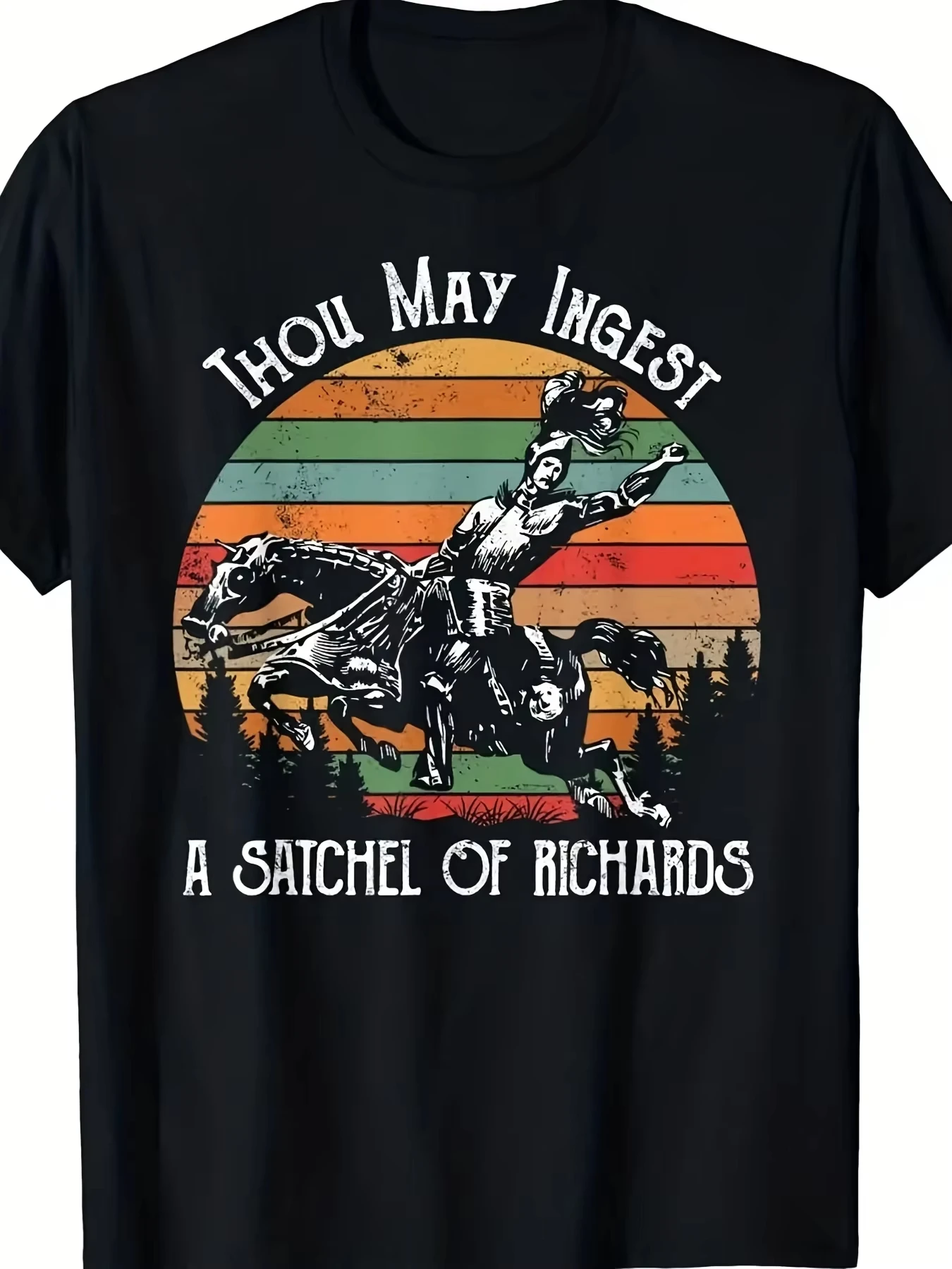 

Richard's Wine Knight Graphic Tee Cotton Lightweight Casual Short Sleeve T-Shirt for Men Round Neck