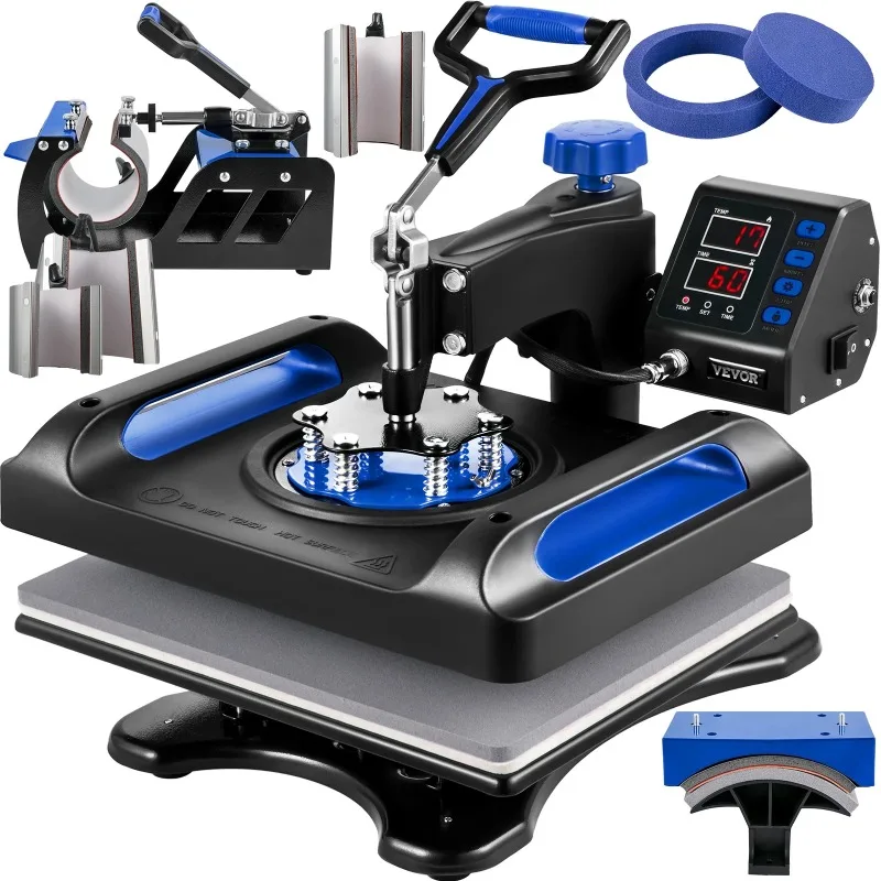 

8 in 1 Heat Press Combo Machine 12x15 inch Dual-Tube Heating Sublimation 360° Swing Away for T-Shirts Cap Mug Printing