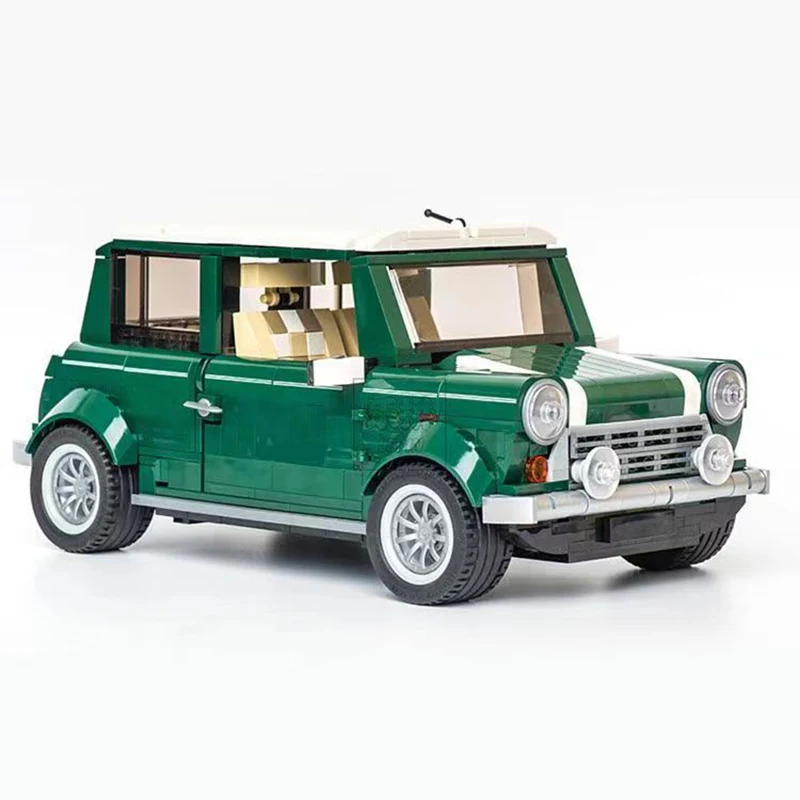 1077PCS Technical Green Retro Mini Cooper MK VII Building Blocks 10242 Small Car  Bricks Vehicle Toy Gift For Kids Children