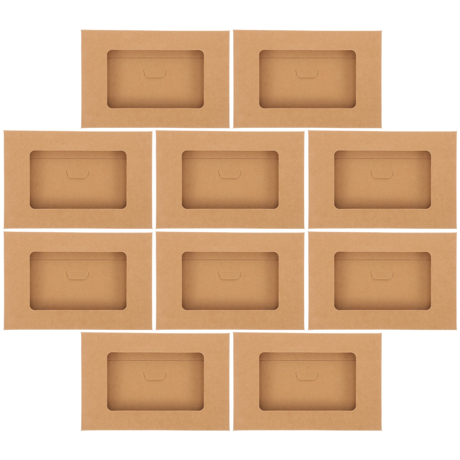 

10pcs Postcard Boxes Kraft Paper Envelop Storage Containers Window Mail Letter Catalog Invoice Statement Packaging Box
