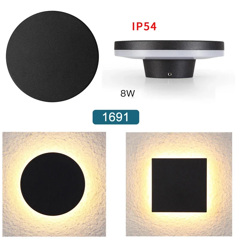 Round Square Modern Wall Lights Garden Porch Ip65 Waterproof Up Down Lighting Outdoor Led Bedroom Lamp Wall Decor