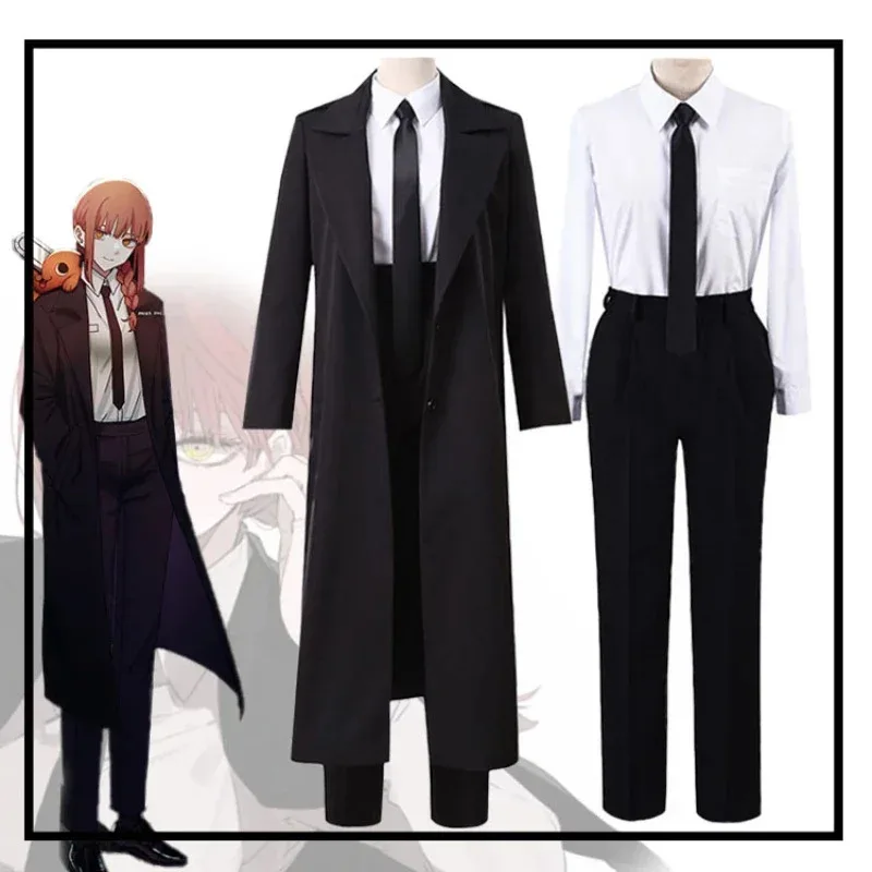 Makila cospmats аниме бензопила человек костюм черный плащ рубашка униформа наряд Хэллоуин одежда для женщин комплект перчаток для кормления