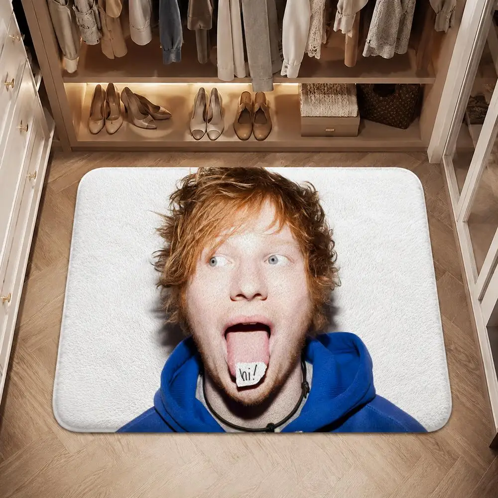 E-Ed Sheeran Floor Mat Flannel Rug Non Slip Absorbent Soft Washable For Entryway Hallway Bathroom Kitchen Decor